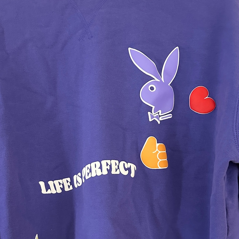 Playboy Purple Graphic Sweatshirt Crewneck Multicolor Bunny Logo Streetwear - Picture 4 of 11
